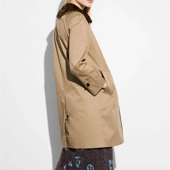 NWOT Coach Leather Trim Coat Size 00/ XS Jacket - Picture 2 of 9